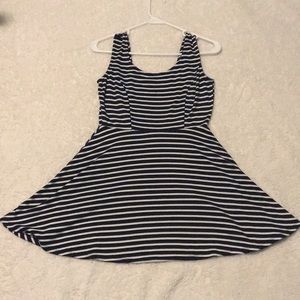 Blue and white striped dress